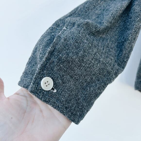 CP Shades Women's Thick Cotton Herringbone Button Down Long Sleeve Shirt Large - Picture 4 of 10